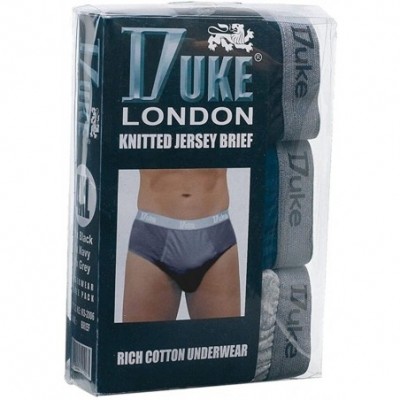 Briefs London Mens Cotton Jersey Briefs (Pack of 3) - Black/Gray/White - C018E6NKAC8