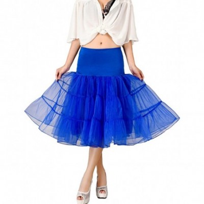 Slips Women's 50s Vintage Petticoat 26" Length Net Skirt Tutu Crinoline Underskirt - Blue - CH183G6O7NK