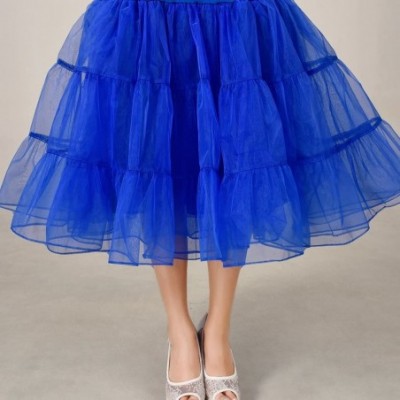 Slips Women's 50s Vintage Petticoat 26" Length Net Skirt Tutu Crinoline Underskirt - Blue - CH183G6O7NK