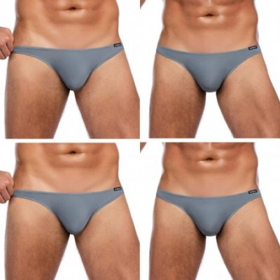 Briefs Underwear Men's 4 Pack Classic Low Rise Stretchy Hip Briefs Bikini - Grey-4 Pack - CO194EH6TO2