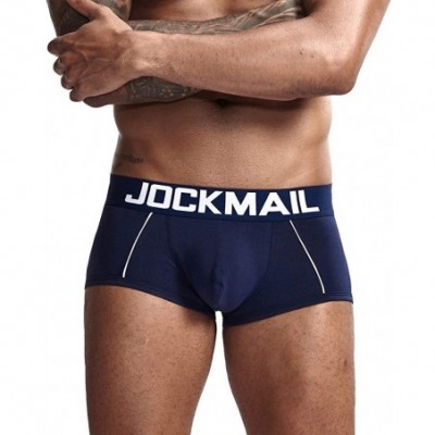 Boxer Briefs Men's Exposed Waistband Boxer Brief - Dark Blue - CJ18USNZTAK