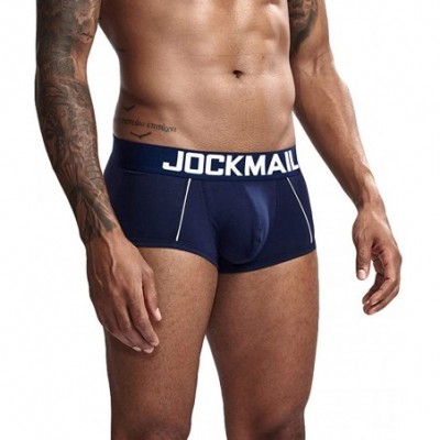 Boxer Briefs Men's Exposed Waistband Boxer Brief - Dark Blue - CJ18USNZTAK