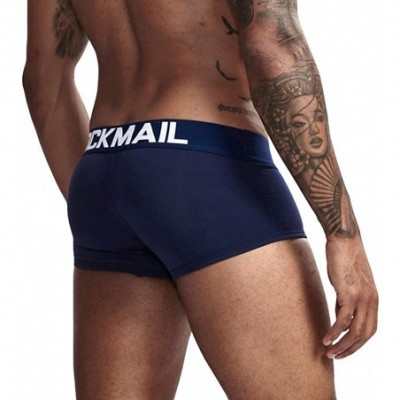 Boxer Briefs Men's Exposed Waistband Boxer Brief - Dark Blue - CJ18USNZTAK