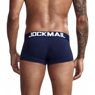 Boxer Briefs Men's Exposed Waistband Boxer Brief - Dark Blue - CJ18USNZTAK