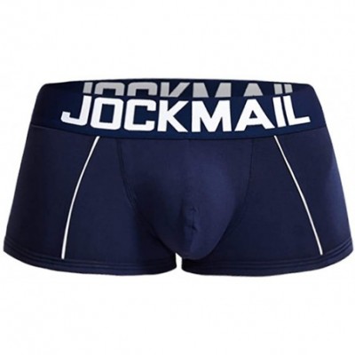 Boxer Briefs Men's Exposed Waistband Boxer Brief - Dark Blue - CJ18USNZTAK