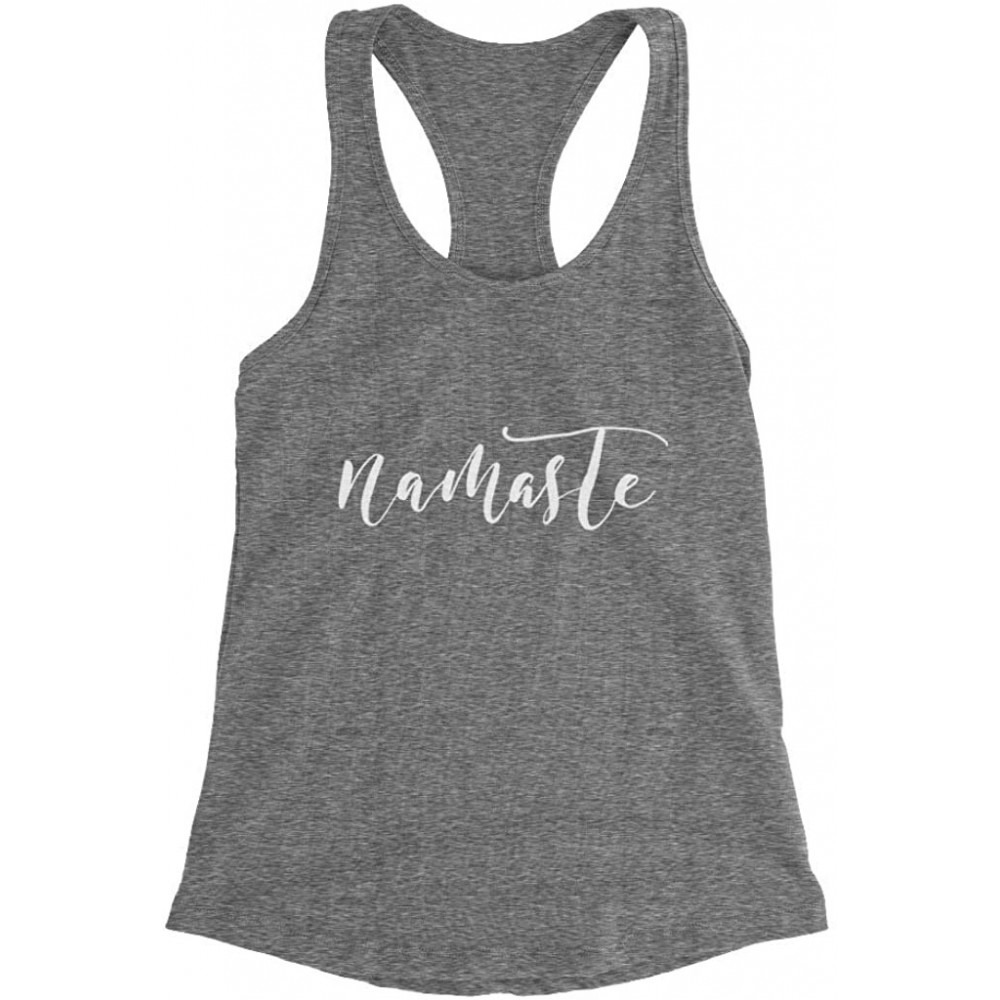 Camisoles & Tanks Namaste Calligraphy Triblend Racerback Tank Top - Heather Grey - CQ197TLTRW8