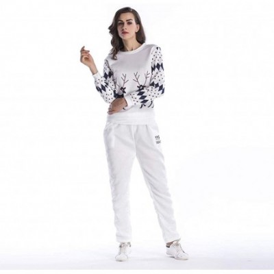 Thermal Underwear Women's 2pc Christmas Outfits Tracksuit Long Sleeve Pullover Print Sports Suit Sweatshirt +Pants Set - A-wh...