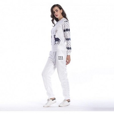 Thermal Underwear Women's 2pc Christmas Outfits Tracksuit Long Sleeve Pullover Print Sports Suit Sweatshirt +Pants Set - A-wh...