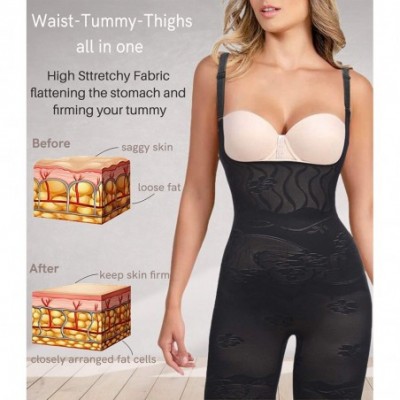 Shapewear Women Open Bust Bodysuit Shapewear Tummy Control Bodysuit Body Shaper Mid Thigh Slimming Bodysuit - Black-open Butt...