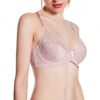 Bras Shitagi Women's Beauty Lace Non Padded Minimizer Full Figure Underwire Bra(Please Choose a Bigger Size Than Normal) - Pi...