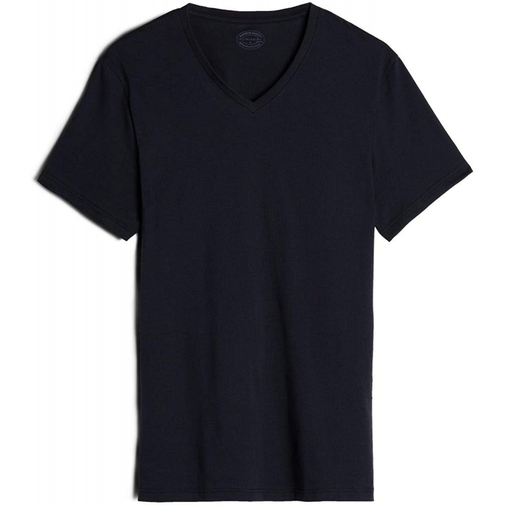 Sleep Tops Mens Short Sleeve V-Neck T Shirt in Supima Cotton - Blue - 800 - Midnight Blue - C317Y042YU5