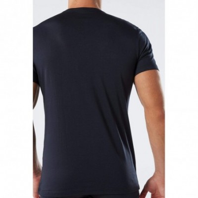 Sleep Tops Mens Short Sleeve V-Neck T Shirt in Supima Cotton - Blue - 800 - Midnight Blue - C317Y042YU5