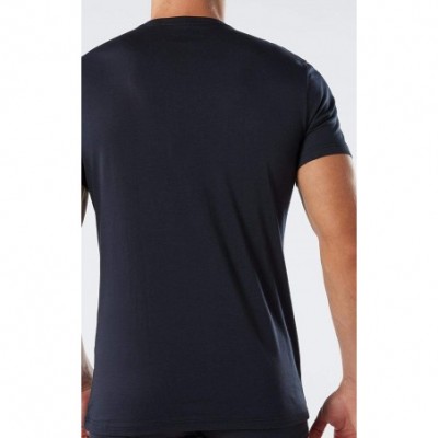 Sleep Tops Mens Short Sleeve V-Neck T Shirt in Supima Cotton - Blue - 800 - Midnight Blue - C317Y042YU5