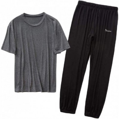 Sleep Sets Men Thin Nightwear 2-Piece Lounger Modal Summer Long-Pants Sleepwears - 2 - CX19DZRW4L2