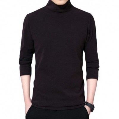 Thermal Underwear Mens Fall & Winter Fleece Slim Long Sleeve Solid Turtleneck Thermal T-Shirt Tee - Four - CO190U8WXUZ