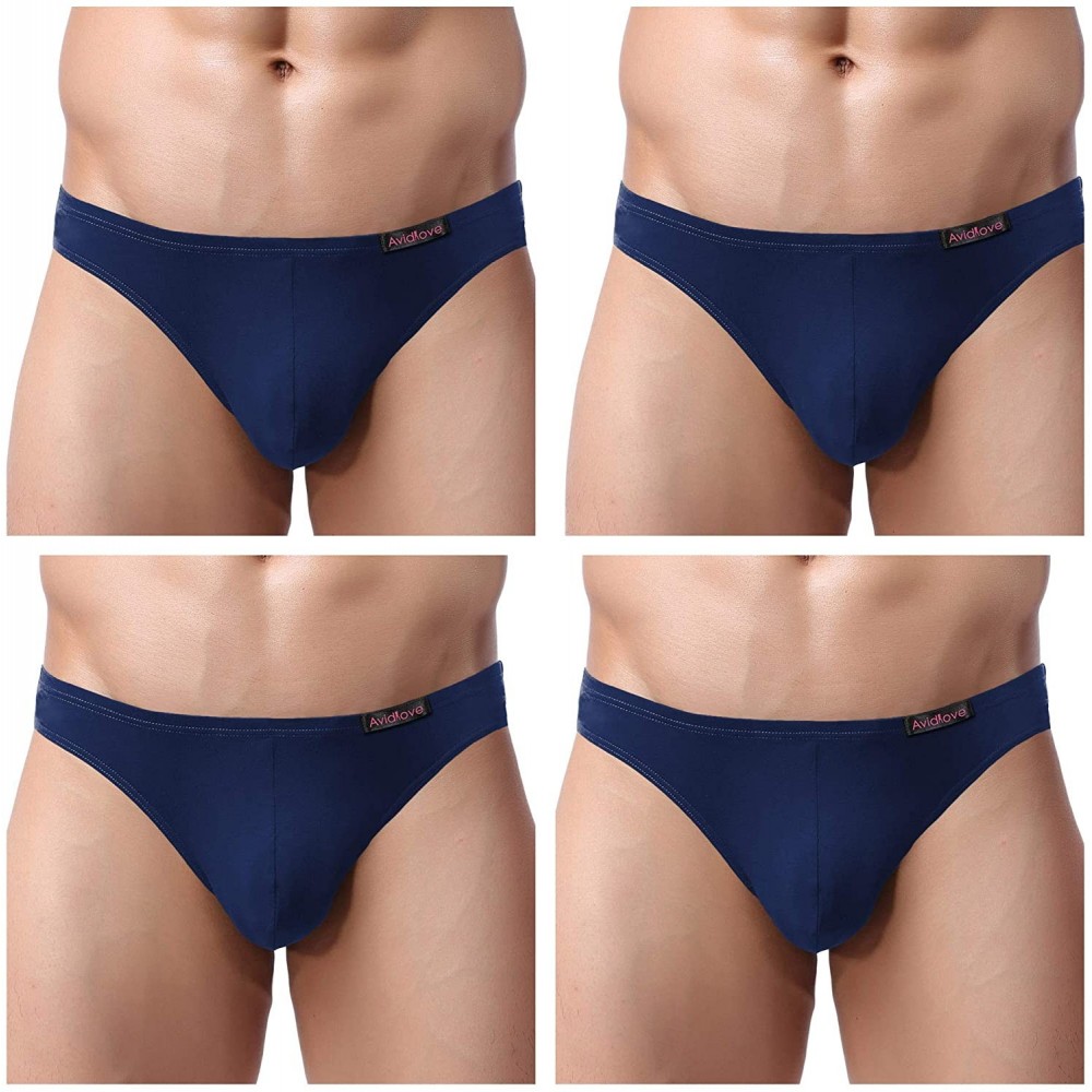 Bikinis Men's Underwear Bikini Briefs Low Rise Thong Underwear Pack of 4 - Blue - C9127AC31G1