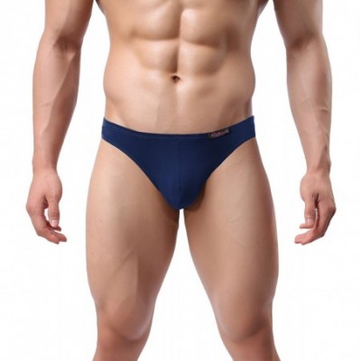 Bikinis Men's Underwear Bikini Briefs Low Rise Thong Underwear Pack of 4 - Blue - C9127AC31G1