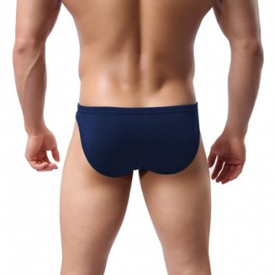 Bikinis Men's Underwear Bikini Briefs Low Rise Thong Underwear Pack of 4 - Blue - C9127AC31G1