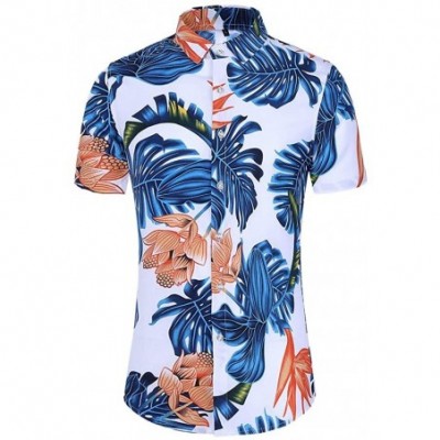 Trunks Men Slim Loose Hawaii Short Sleeve Printed Turn-Down Collar T-Shirt Tops - CL195R7AWC4