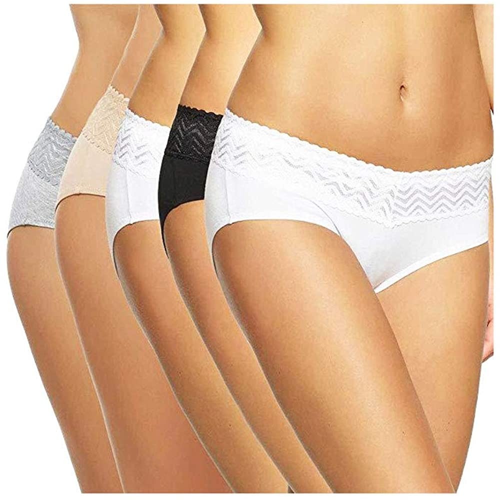 Panties Womens 5 Pack Full Coverage Hipster - Black/White/Beige/Grey - C418C4YLD4O