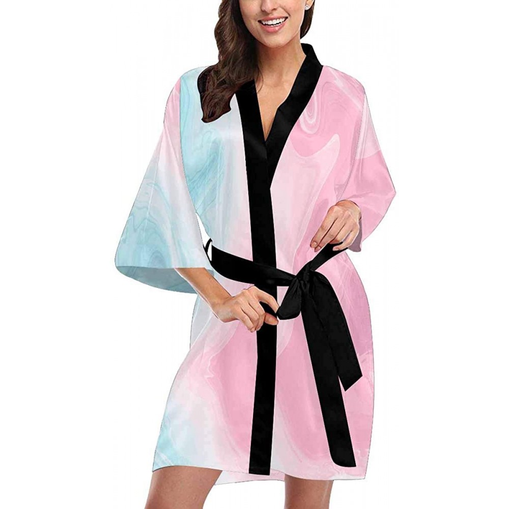 Robes Custom Abstract Marbled Colored Women Kimono Robes Beach Cover Up for Parties Wedding (XS-2XL) - Multi 1 - CJ194TE9EWY