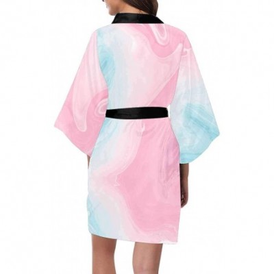 Robes Custom Abstract Marbled Colored Women Kimono Robes Beach Cover Up for Parties Wedding (XS-2XL) - Multi 1 - CJ194TE9EWY