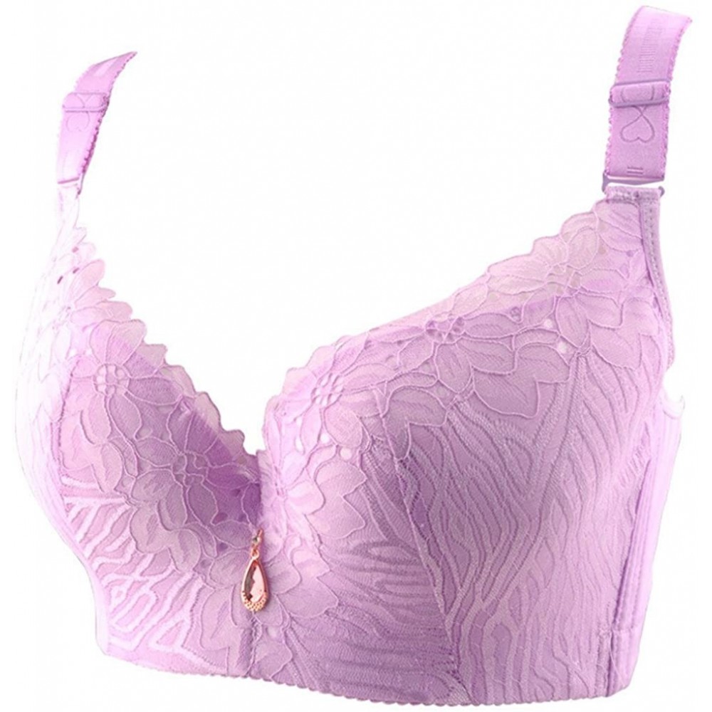 Bras Serious Cleavage Lace Push Up Bras for Women Full Plus Size - Purple - CV12O5PHA10