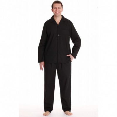 Sleep Sets Plaid Pajama Set for Men Long Sleeve Long Pant Sleepwear and Loungewear Pjs - Black - CH18HCD585I