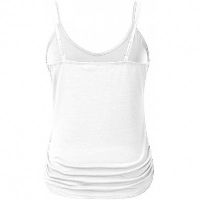 Thermal Underwear Women V Neck Strap Racerback Loose Fit Sleeveless Solid Casual Summer Vest Tank Tops Shirts - White - CQ19D...