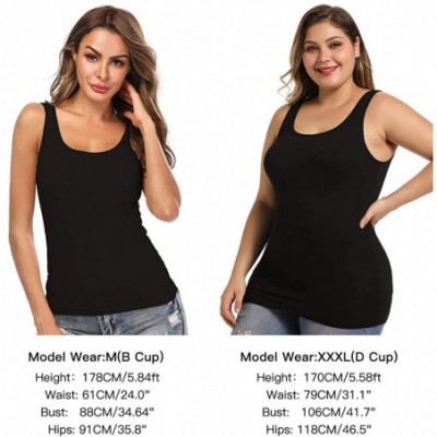 Camisoles & Tanks Camisoles for Women with Built in Bra-Basic Layering Tank Top Padded Bra Undershirt(S-3XL) - Striped Black-...