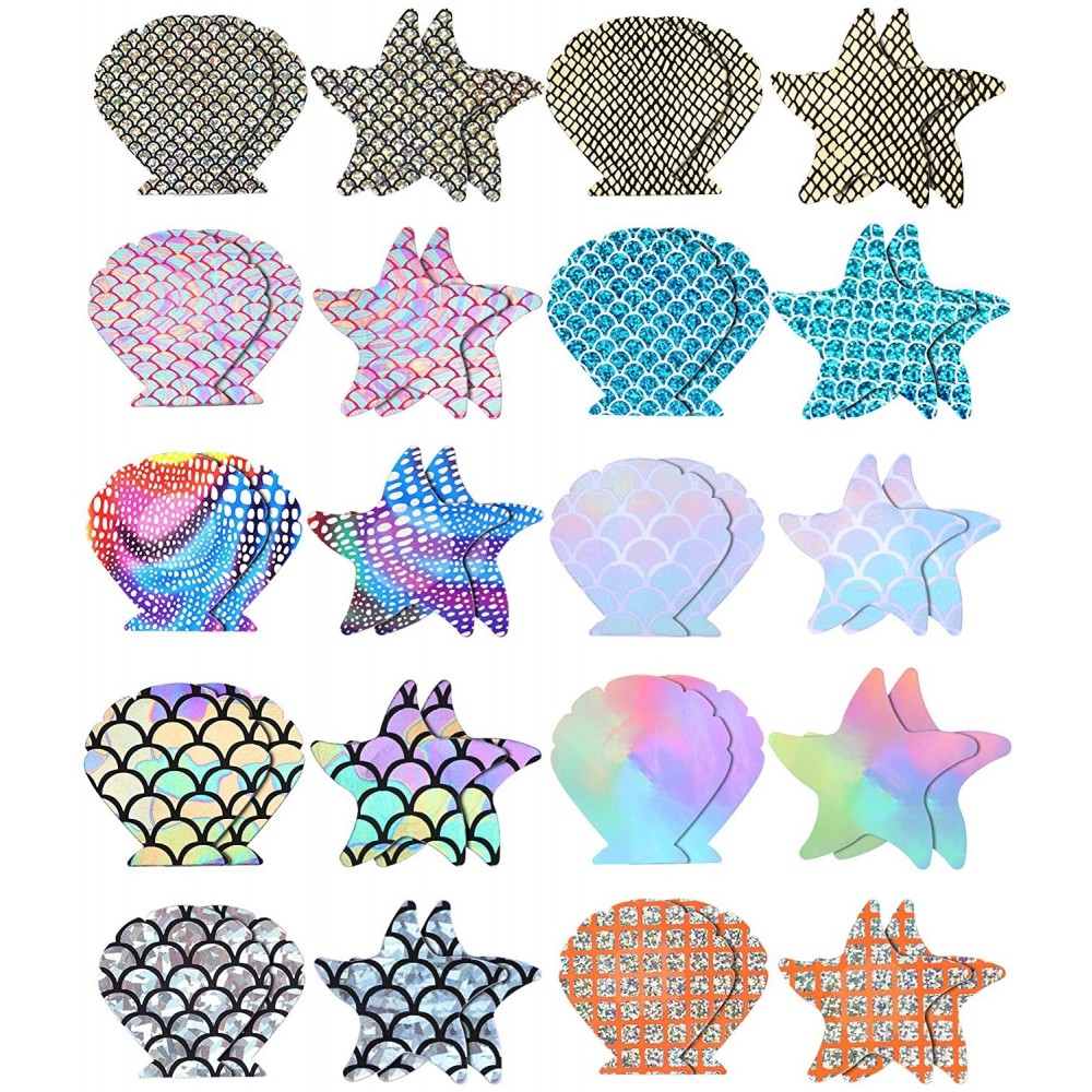 Accessories 20 Pairs Nipple Covers Multi-Color Shell Breast Pasties Adhesive Starfish Nipple Covers - CV196UGR76M