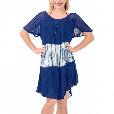 Nightgowns & Sleepshirts Women's Midi Beach Dress Regular Office Work Swing Dress Hand Tie Dye B - Navy Blue_a278 - CK18E28O0YQ