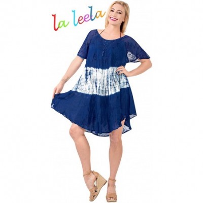 Nightgowns & Sleepshirts Women's Midi Beach Dress Regular Office Work Swing Dress Hand Tie Dye B - Navy Blue_a278 - CK18E28O0YQ