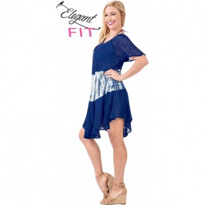 Nightgowns & Sleepshirts Women's Midi Beach Dress Regular Office Work Swing Dress Hand Tie Dye B - Navy Blue_a278 - CK18E28O0YQ