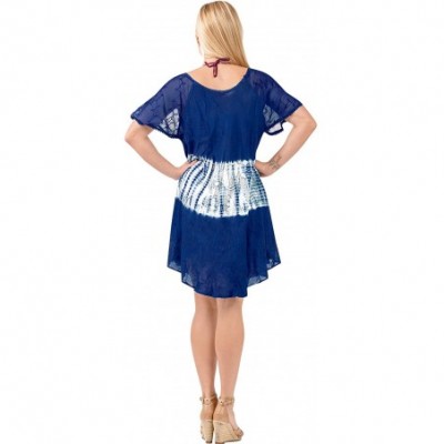 Nightgowns & Sleepshirts Women's Midi Beach Dress Regular Office Work Swing Dress Hand Tie Dye B - Navy Blue_a278 - CK18E28O0YQ