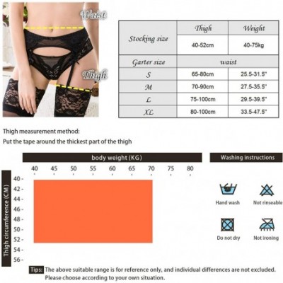 Bras Women's Lace Garter Belt Metal Clips Suspender Belt and Stockings - Black - CA18MDEEH6H