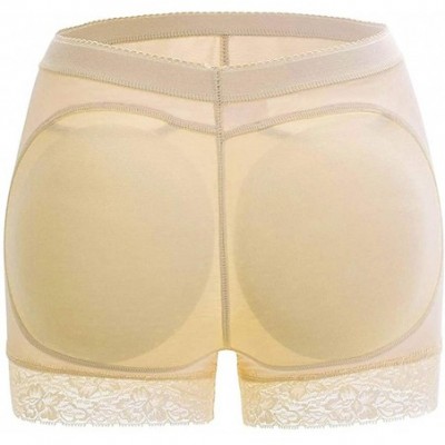 Panties Seamless Fullness Butt Lifter Boyshort Tummy Control Padded Lace Panties Butt Enhancer Shaper Underwear - Beige - CC1...