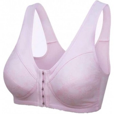 Bras Everyday Bras - Cotton Soft Cup Wireless Front Close Bras of Women(32-44B/C) - Pink - C319247KHG5