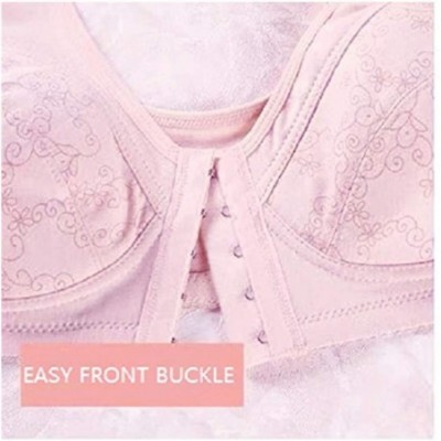 Bras Everyday Bras - Cotton Soft Cup Wireless Front Close Bras of Women(32-44B/C) - Pink - C319247KHG5