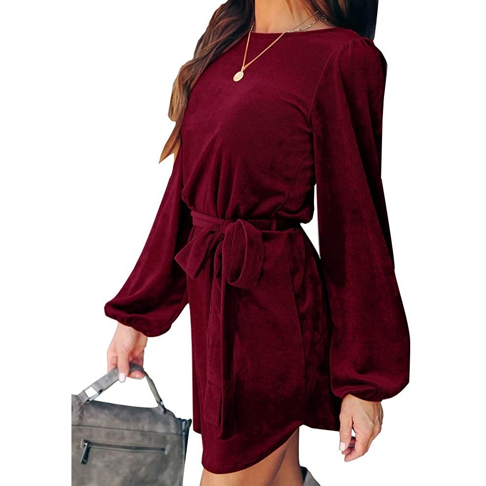 Nightgowns & Sleepshirts Womens Long Sleeve Elegant Cocktail Velvet Dresses Ruched Semi Formal Dresses for Wedding Guest Even...