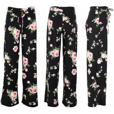 Bottoms Buttery Soft Pajama Pants for Women - Floral Print Drawstring Casual Palazzo Lounge Pants Wide Leg for All Seasons - ...