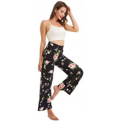 Bottoms Buttery Soft Pajama Pants for Women - Floral Print Drawstring Casual Palazzo Lounge Pants Wide Leg for All Seasons - ...