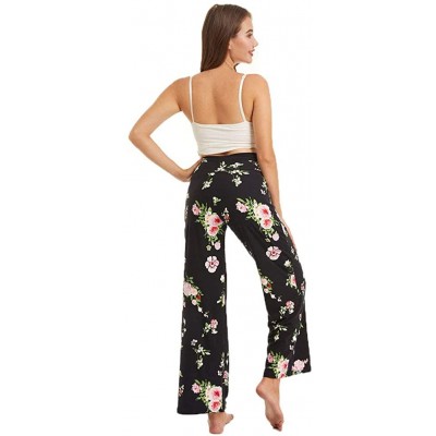 Bottoms Buttery Soft Pajama Pants for Women - Floral Print Drawstring Casual Palazzo Lounge Pants Wide Leg for All Seasons - ...