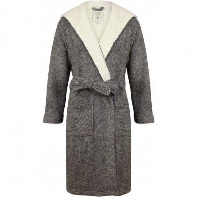 Robes Men's Hooded Fleece Robe- Dark Gray Marl - CM12K8960G7