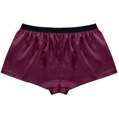 Boxers Men's Satin Silky Boxer Shorts Underwear Summer Lounge Sports Panties Short Pants Swimwear - Wine Red - C018GWKHYSH