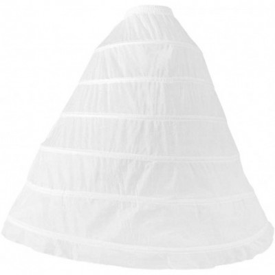 Slips Wedding Bridal Petticoat 6 Hoops Crinoline Prom Underskirt Fancy Skirt Slip White - CZ19C3W25U3