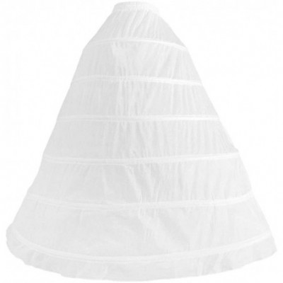 Slips Wedding Bridal Petticoat 6 Hoops Crinoline Prom Underskirt Fancy Skirt Slip White - CZ19C3W25U3