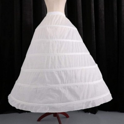 Slips Wedding Bridal Petticoat 6 Hoops Crinoline Prom Underskirt Fancy Skirt Slip White - CZ19C3W25U3