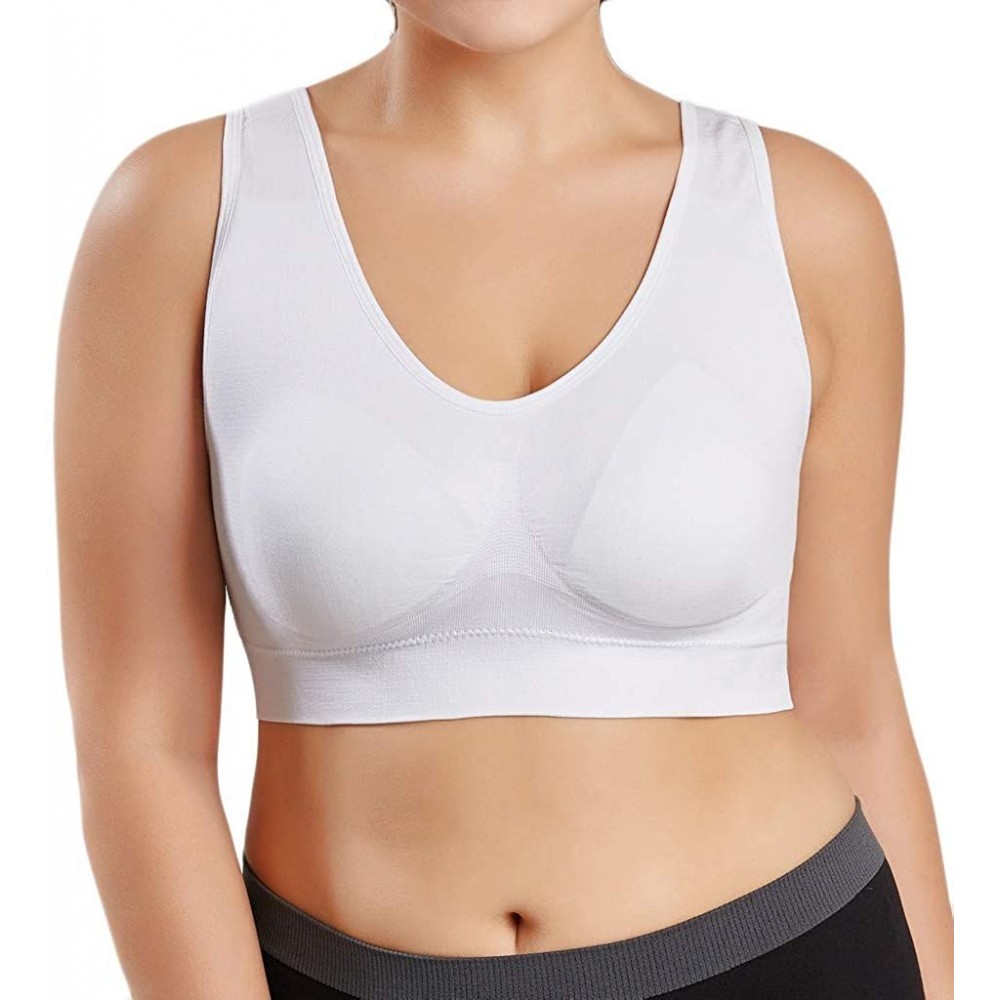 Bras Women's Cross Front Soild Plus Size Ultra-Thin Large Sports Bra Full Bra Cup Tops One-Pack - White(1 Pc) - CP18WL3GMWL