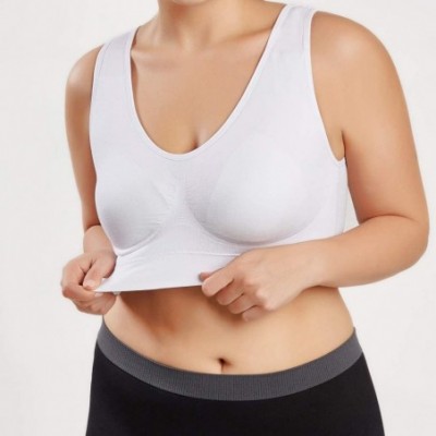 Bras Women's Cross Front Soild Plus Size Ultra-Thin Large Sports Bra Full Bra Cup Tops One-Pack - White(1 Pc) - CP18WL3GMWL